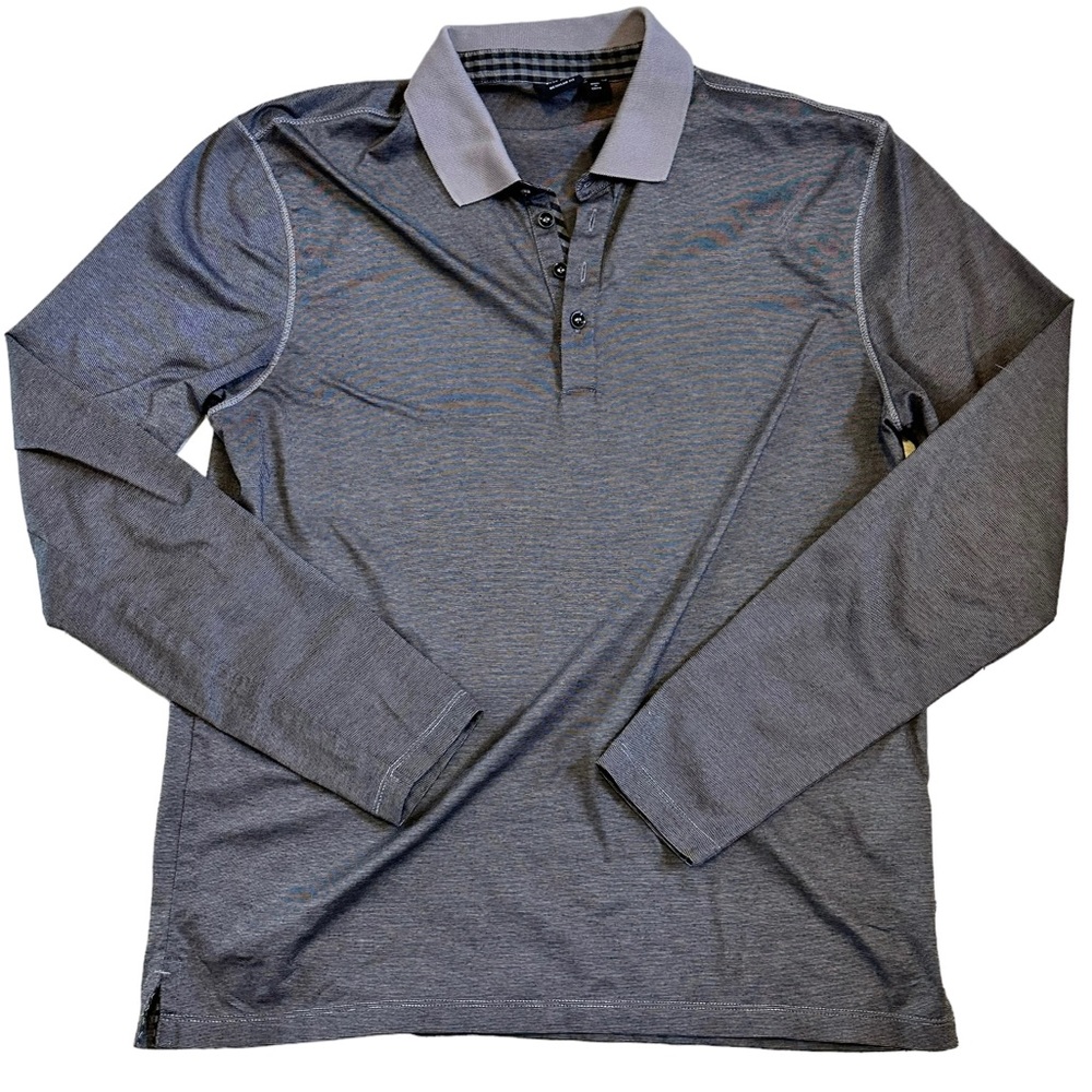 Boss Mens Regular Fit Long Sleeve Polo Shirt Black/Gray/Plaid Size Large